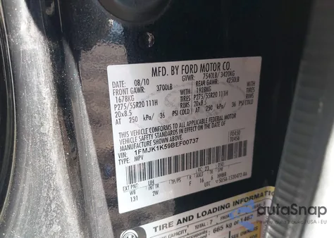 2011 Ford Expedition El Limited from USA, damaged, VIN 1FMJK1K59BEF00737